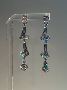 Aurora Crystal Drop Dangle Earrings - Silver-Tone